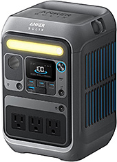 ＜Anker Solix C300 Portable Power Station ポータブル電源 288Wh 小型軽量 1.1時間満充電 高出力AC(定格300W / 瞬間最大600W / SurgePad 500W, 3ポート) ストラップ付属 アプリ遠隔操作 リン酸鉄 蓄電池 ポータブルバッテリー ソーラーパネル対応 キャンプ アウトドア 車中泊 停電対策 防災 (ダークグレー)＞